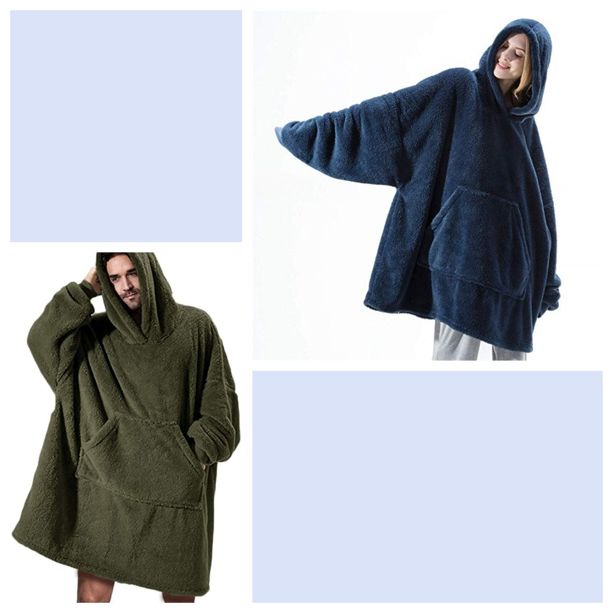 Hoodie Sweatshirt With Big Pocket Tops Sweater Comfortable Loose Double-Sided Fleece Thicker Wearable Blanket by DERILUJA LLC