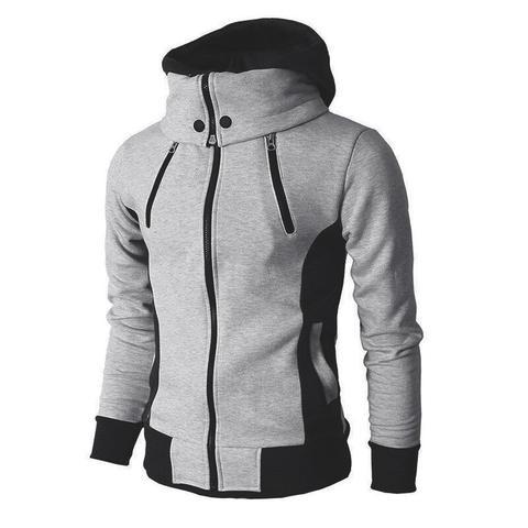 Men's Zip UP Hooded Jacket Fake Two Piece Sports Cardigan Casual Slim Sweatshirt Jacket by DERILUJA LLC
