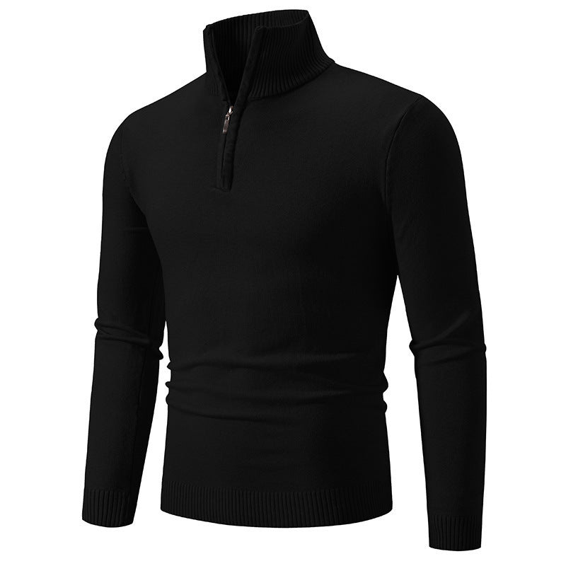 Zip-up Turtleneck Pullover Men's Long Sleeved Sweater by My Store