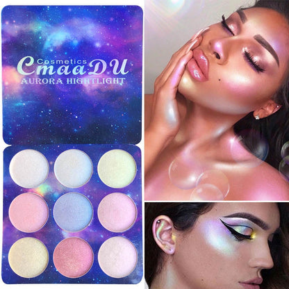 CmaaDu Highlighter Illuminator Makeup Face Brighten Contouring Highlighter Powder Palette Bronzer Face Glow Kit Cosmetics