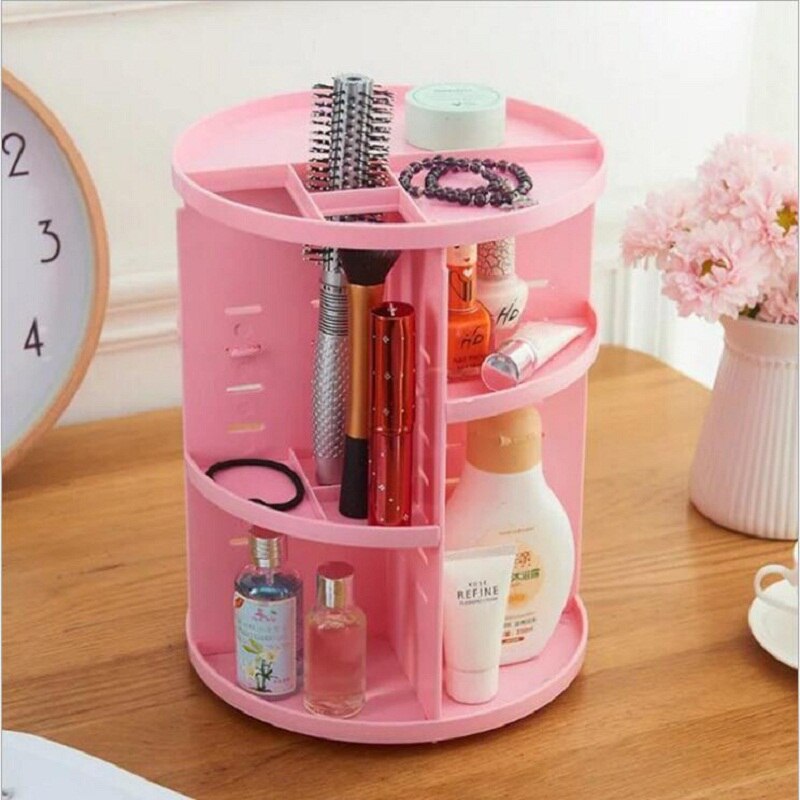 360-degree Rotating Makeup Organizer Box Brush Holder Jewelry Organizer Case Jewelry Makeup Cosmetic Storage Box