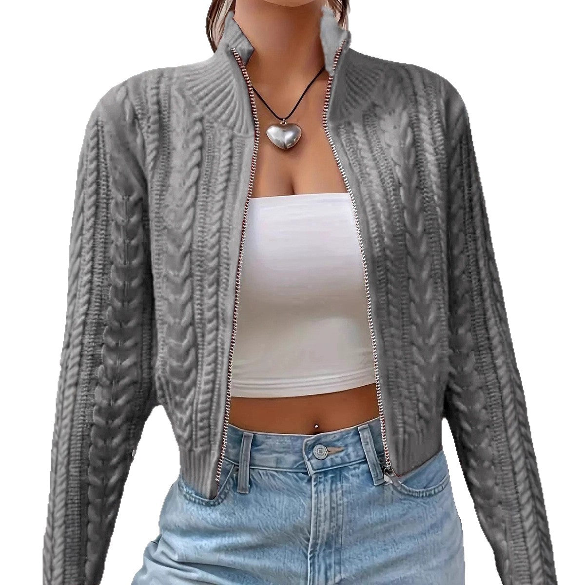 Zipper knitted cardigan sweater for women by eprolo