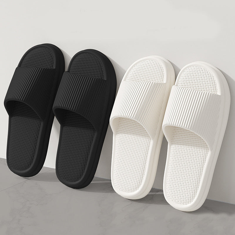 Striped Design Home Slippers For Women Men Soft Anti-slip Floor Bathroom Slippers Solid House Shoes by My Store