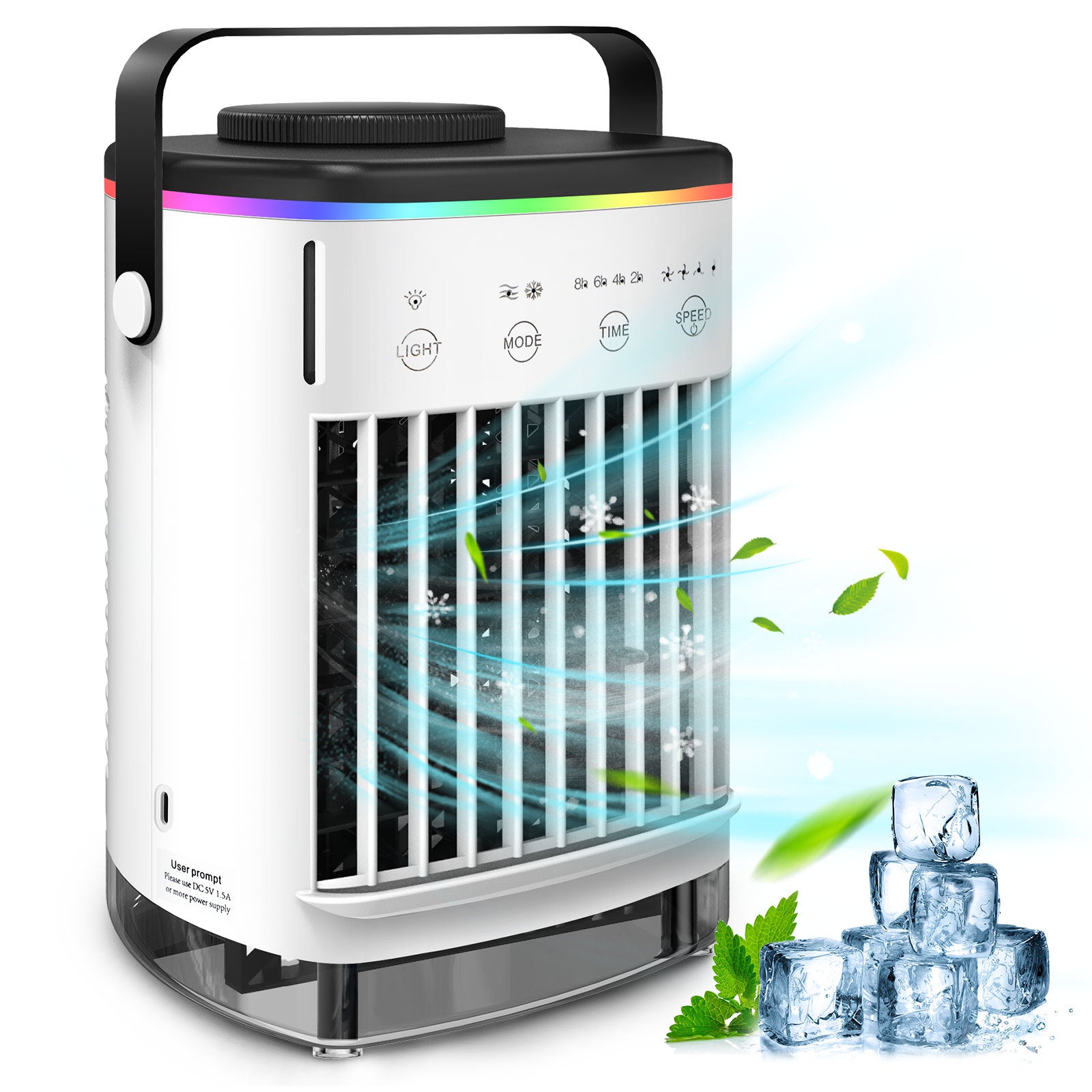 4-Speed Air Conditioning Fan USB Humidification Spray Cooling Fan Household Air Cooler Portable Electric Fan Mini by eprolo