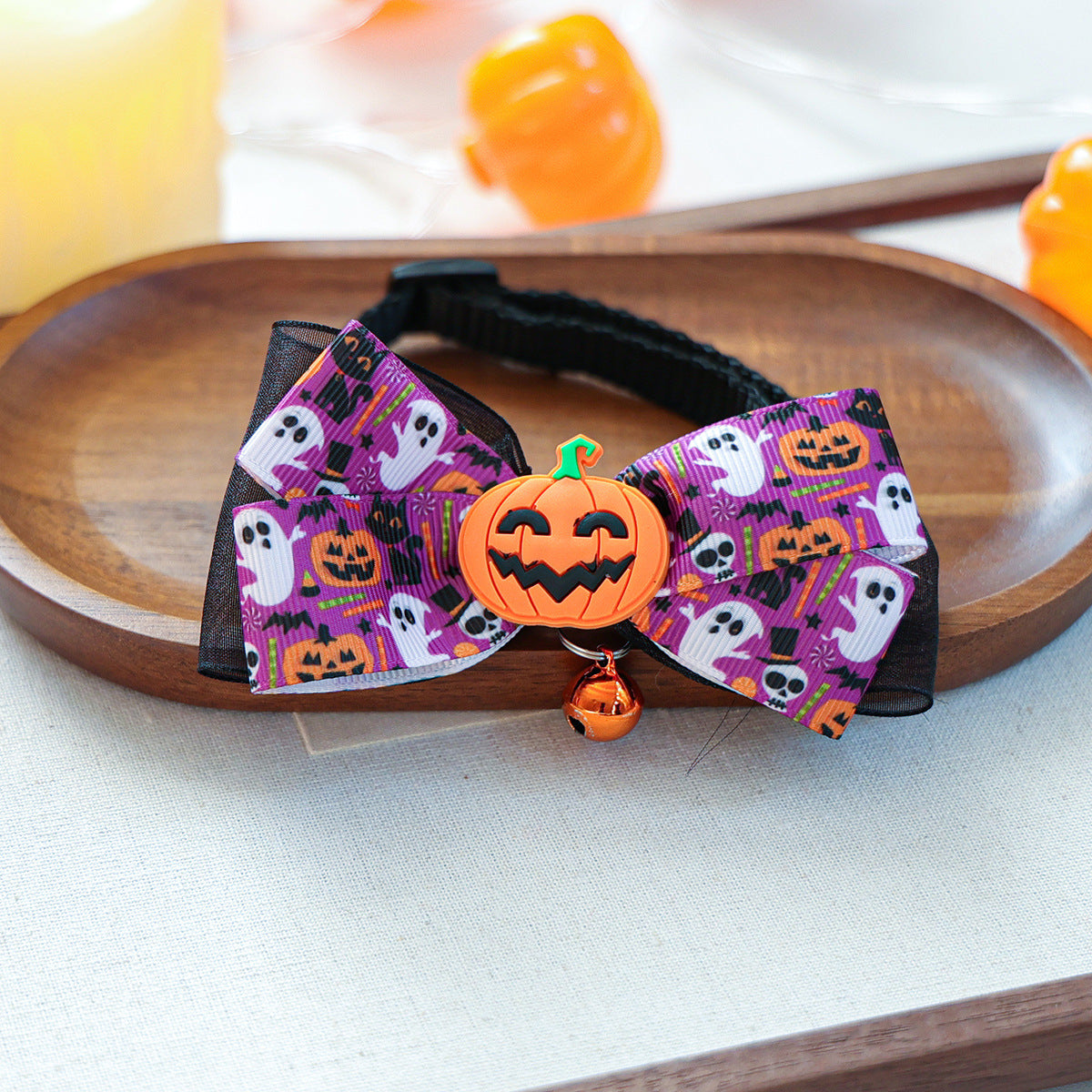 Pet Halloween Pet Collar with Funny Pumpkin Decoration, Dog Collar with Bow Tie, Cat Scarf for Small Dogs by eprolo