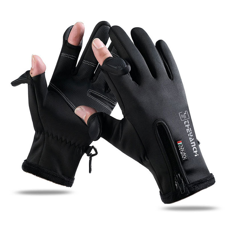Opened-Finger Gloves Touchscreen Unisex Waterproof Windproof Warm Winter Gloves For Cycling Fishing Skiing by My Store