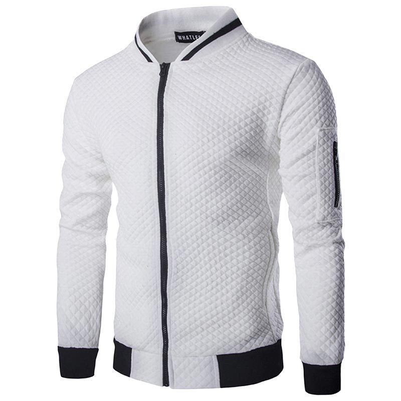 Sweatshirt zipper stand up collar sweatshirt jacket men's plaid solid color cardigan jacket by eprolo
