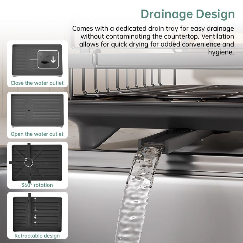 2-Tier Household Dish Rack: Countertop Storage with Drainboard by eprolo