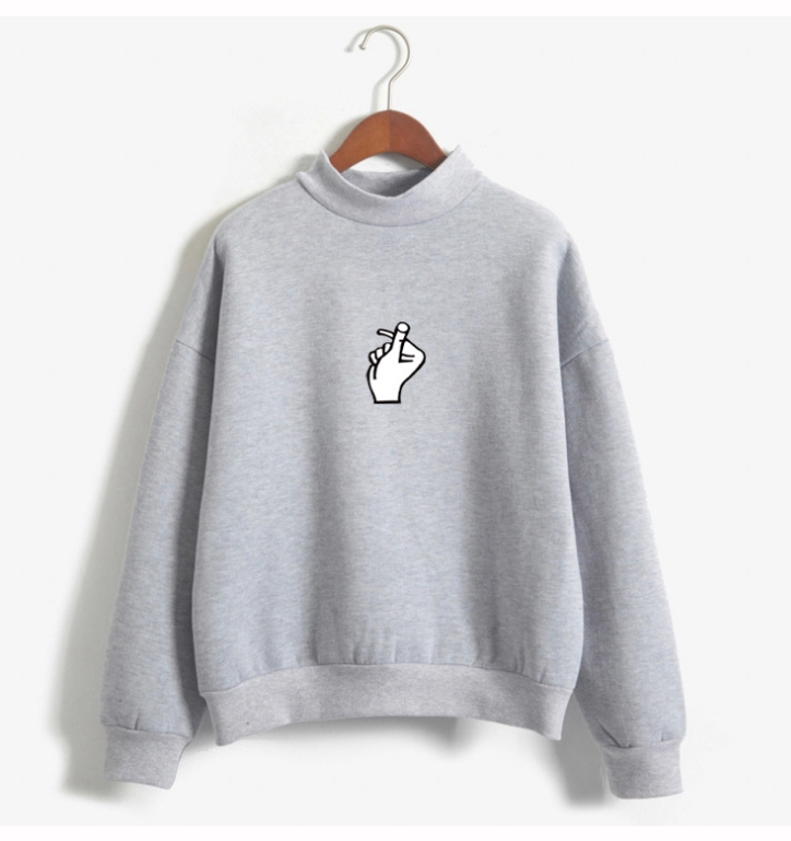 Crewneck Sweatshirt Women Casual Pullover ulzzang Love finger gesture  Sudadera Female Sweatshirts