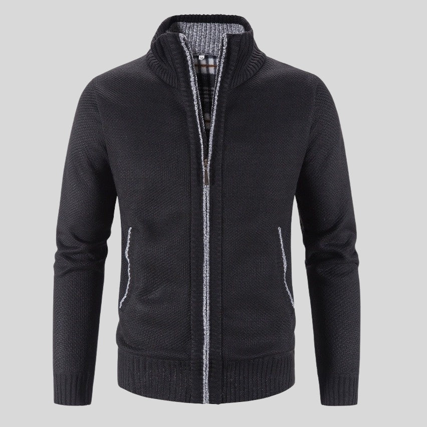 Men's Solid Color Stand Collar Cardigan Jacket by My Store
