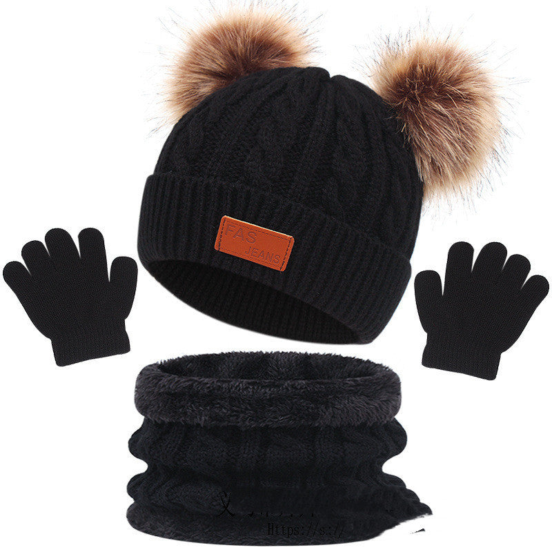 Children's Hat Scarf Gloves Three-piece Set by My Store