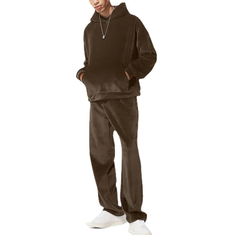 Men's Fashion Casual Plush Sweater Pants Suit by DERILUJA LLC