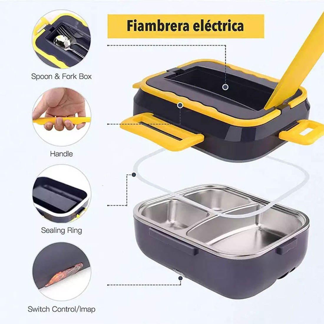Kitchen ware 1.5L Cookware Sets Heater Portable Electric Lunch Boxes stainless steel Container with Insulation Bag for Car Truck