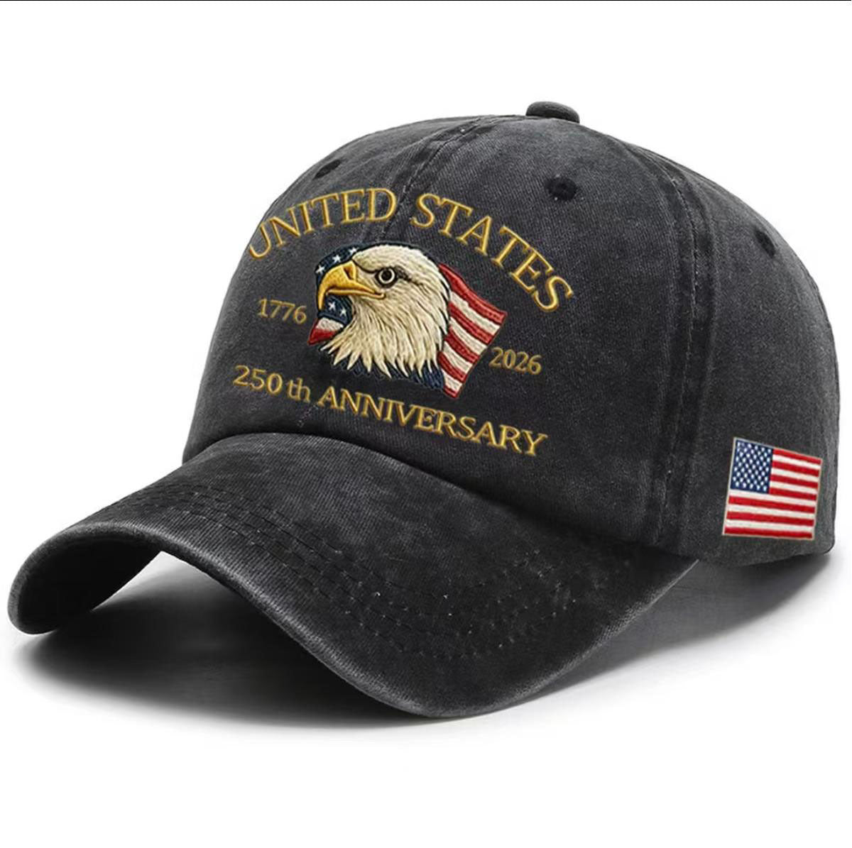 USA 250th Anniversary Cap Washed-Print Hat Flag USA Eagle Baseball Cap Embroidery Casual Breathable Sports Hat Outdoor Sunscreen Dad Hats For Women Men by DERILUJA LLC