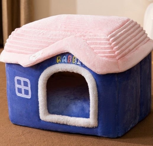 Foldable Dog House Pet Cat Bed Winter Dog Villa Sleep Kennel Removable Nest Warm Enclosed Cave Sofa Pets Supplies by Badon Shop LLC