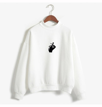 Crewneck Sweatshirt Women Casual Pullover ulzzang Love finger gesture  Sudadera Female Sweatshirts