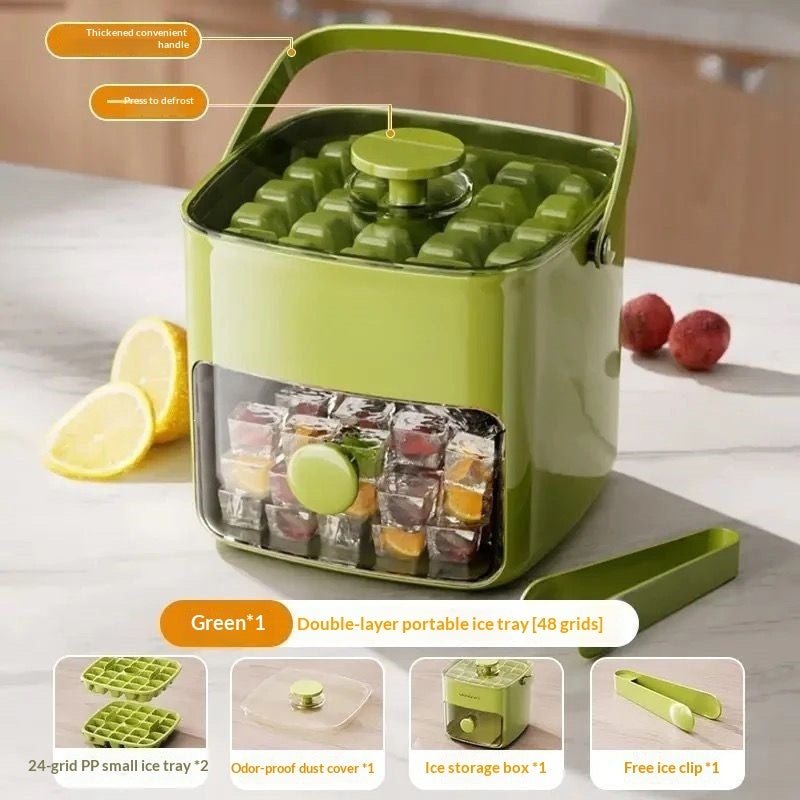 48 Grid Ice Cube Mold Reusable Refrigerator Ice Maker One-touch Easy Release Homemade Ice Cube Tray Mold Home Ice Making Tool by DERILUJA LLC