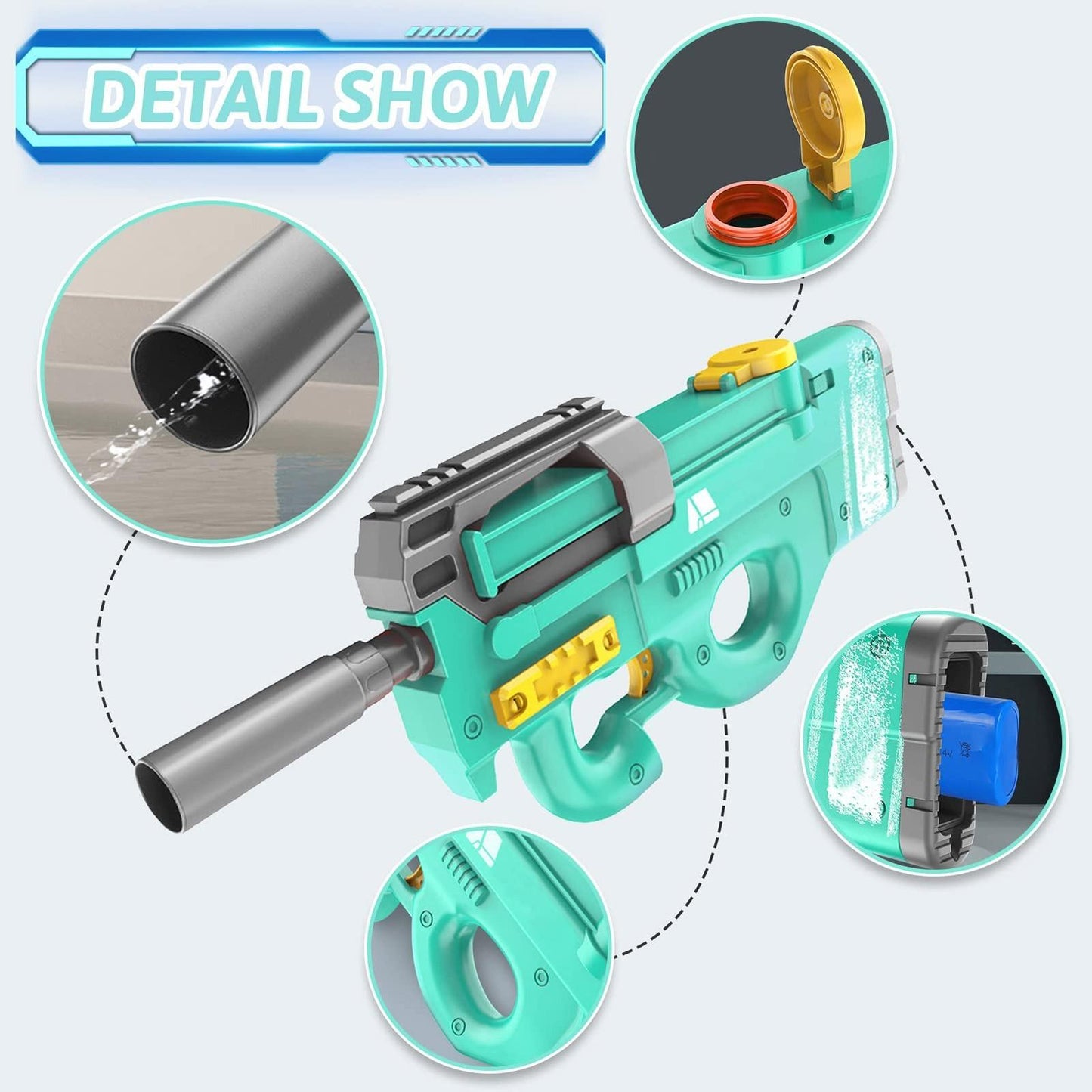 New P90 Electric Water Gun High-Tech Kids Toys Outdoor Beach Pool Large Capacity Summer Gel Blasting Water Gun For Adults by DERILUJA LLC
