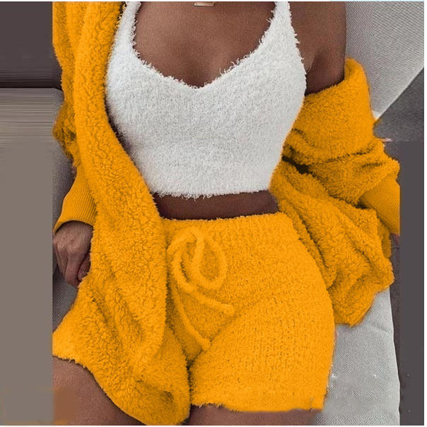 3 Pieces Of Fashionable Ladies Plush Home Clothes by My Store