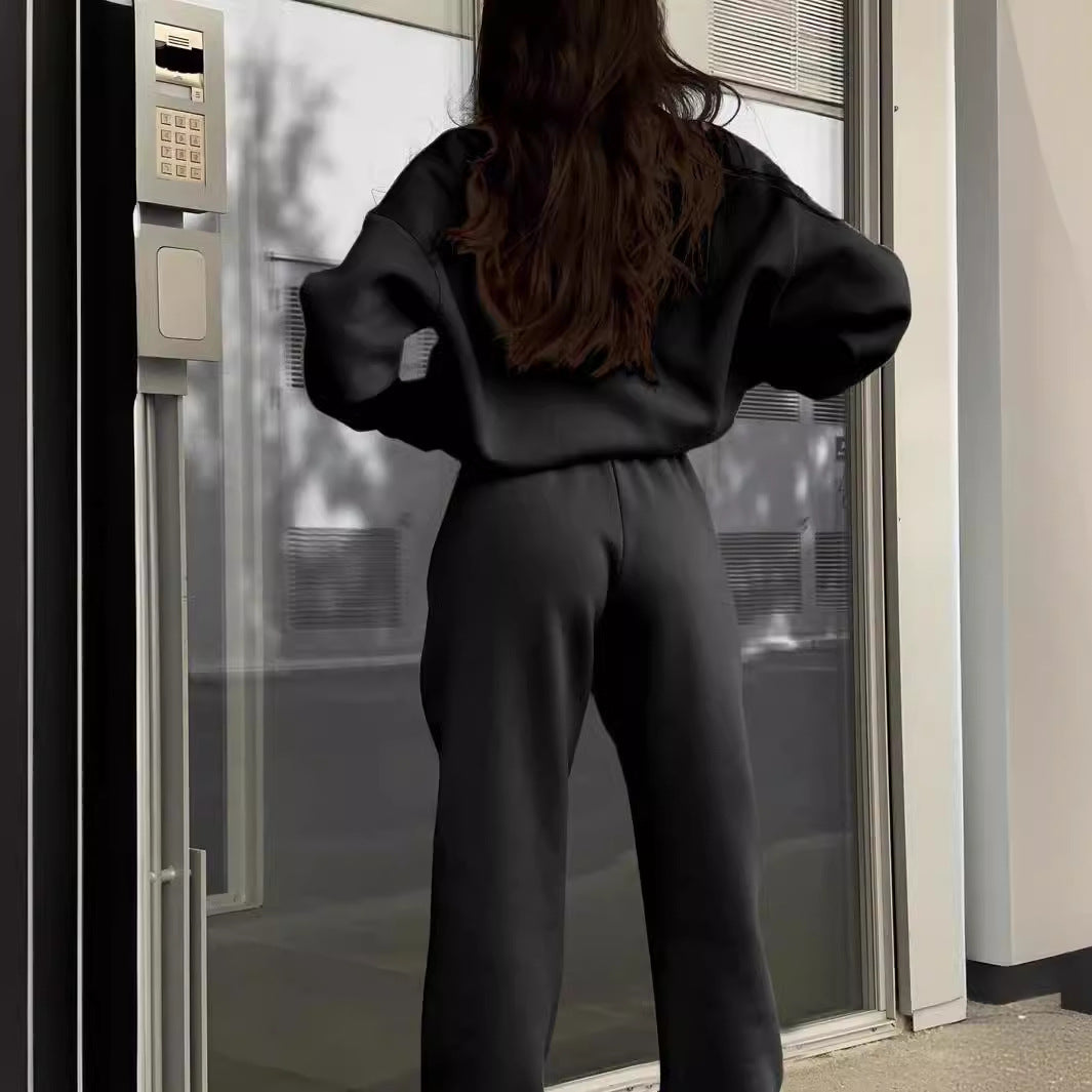 Long-sleeved Sports Sweatshirt Suit Fashion Stand-up Collar Zip-up Top And Elastic Band Trousers With Pocket Srping Fall Clothing For Women by DERILUJA LLC