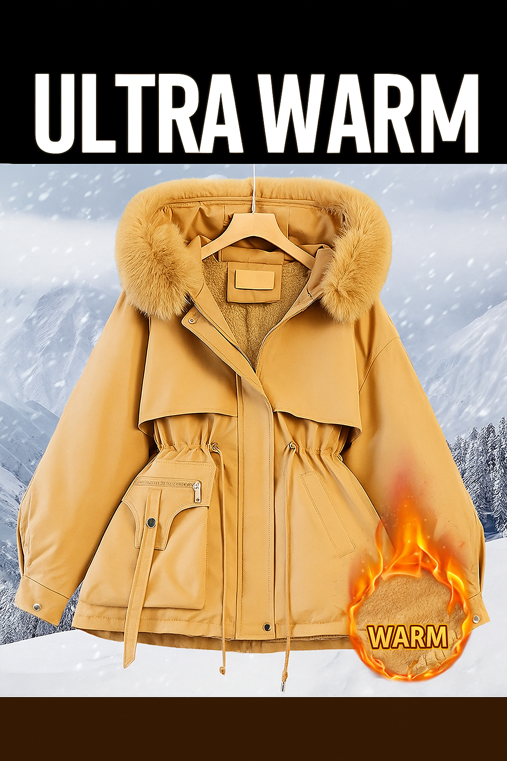 New Women's Cotton-Padded Plush Warm Coat 2024 Autumn Winter Parkas Coat Women's Long Sleeve Zipper Hooded Drawstring Parkas by My Store