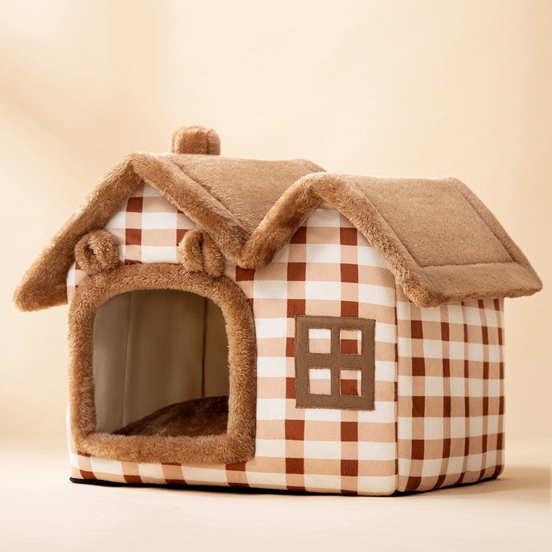 Foldable Dog House Pet Cat Bed Winter Dog Villa Sleep Kennel Removable Nest Warm Enclosed Cave Sofa Pets Supplies by Badon Shop LLC