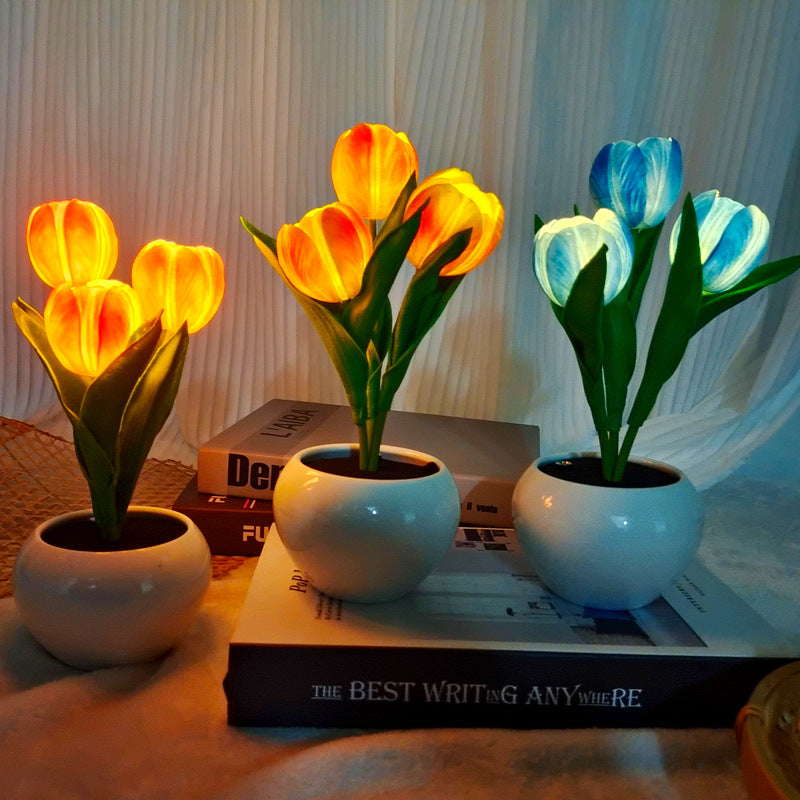 Rechargeable Tulip Night Light LED Simulation Flower Creative Table Light Home Decoration Bedroom Decoration Atmosphere Light by eprolo