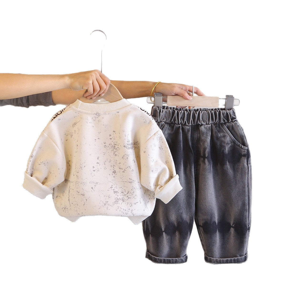 Baby casual letter hoodie two-piece set by eprolo