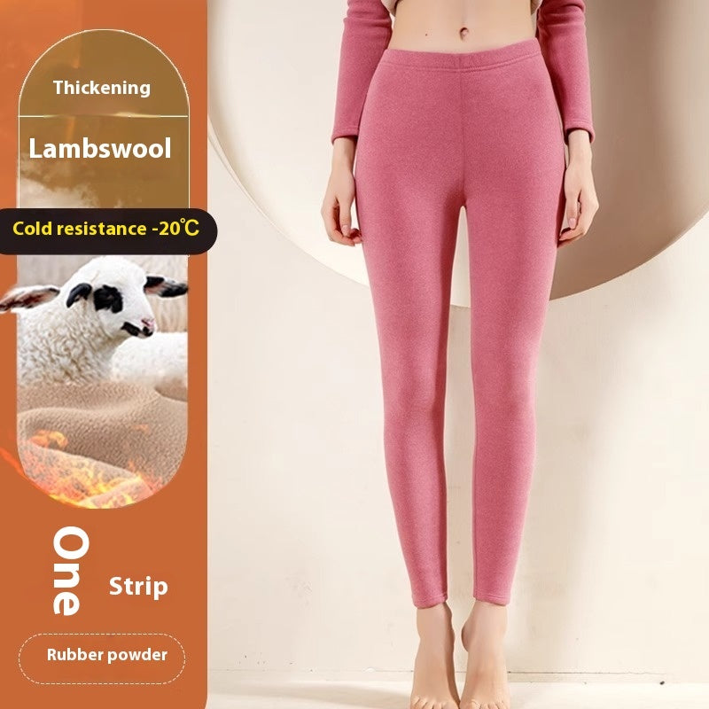 Warm Cashmere Leggings Winter Solid Slim Pants Fashion Trousers For Women Clothing by DERILUJA LLC