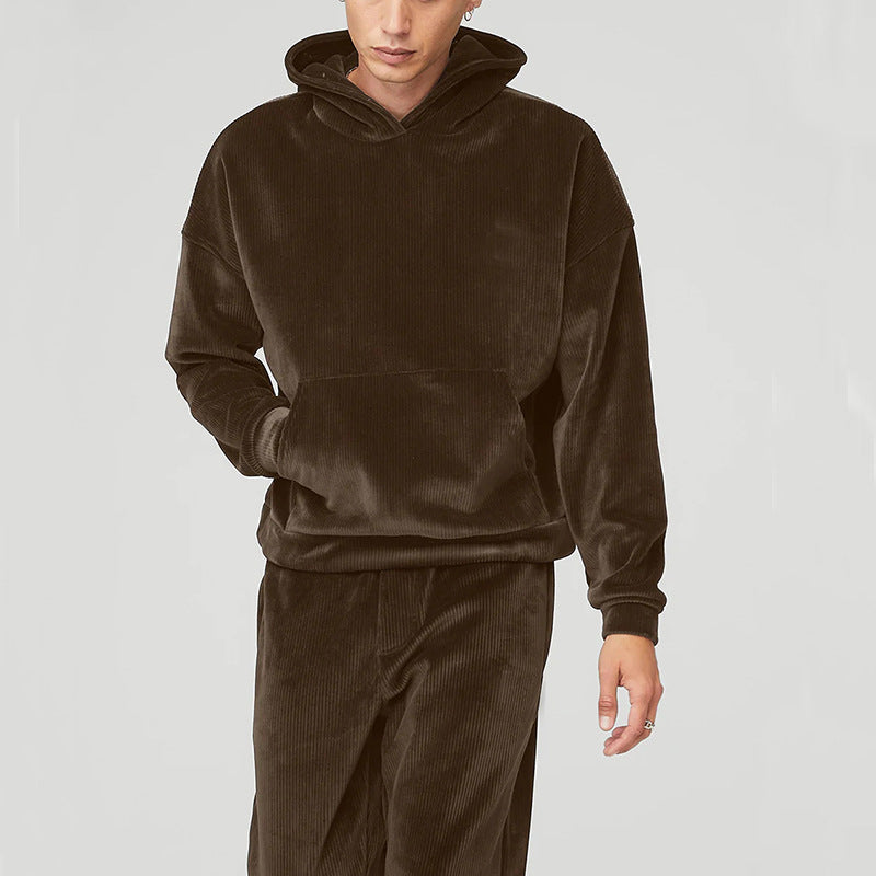 Men's Fashion Casual Plush Sweater Pants Suit by DERILUJA LLC