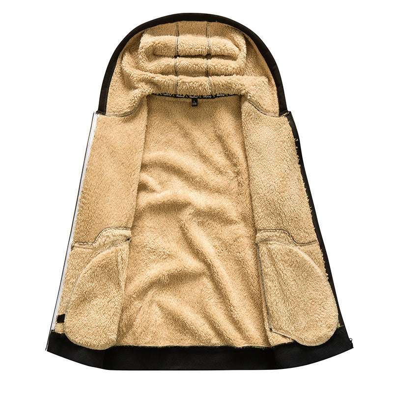 Hooded Fleece Plus Thick Lamb Fleece Cardigan Sweater by My Store