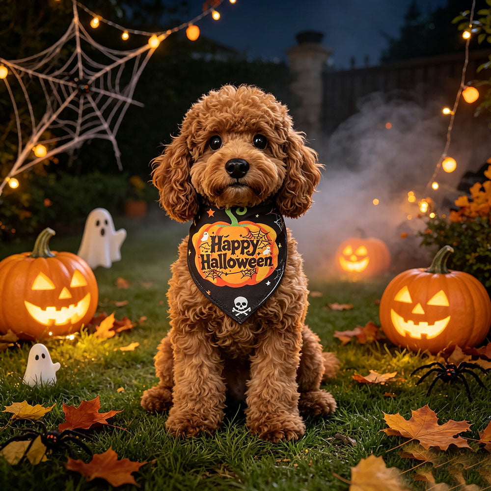 Halloween Pet Bandana Printed Dog Scarf Cat Neckwear by eprolo