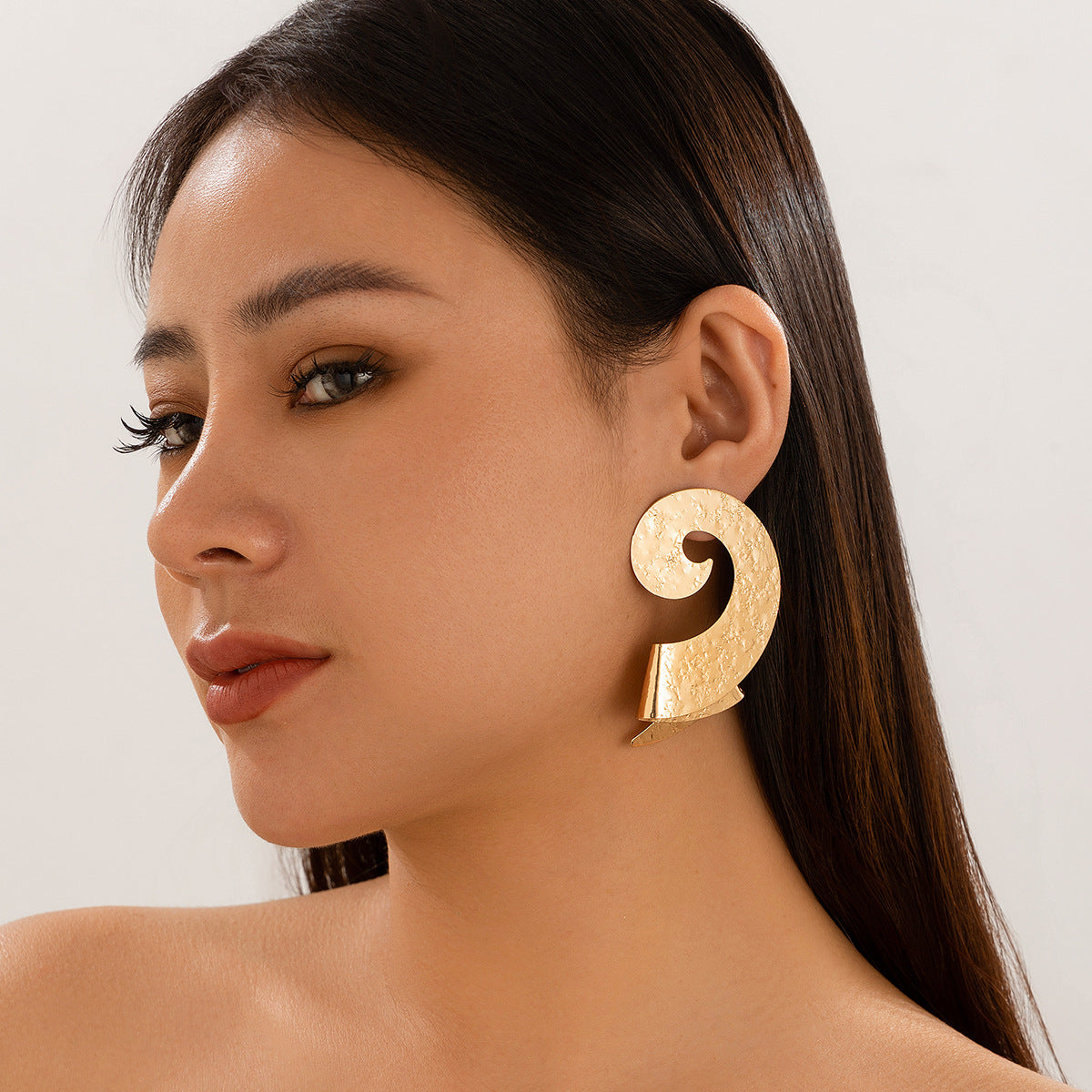 Personalized Geometric Trendy Female Irregular Earrings Double Fold Fan shaped Metal Earrings by eprolo
