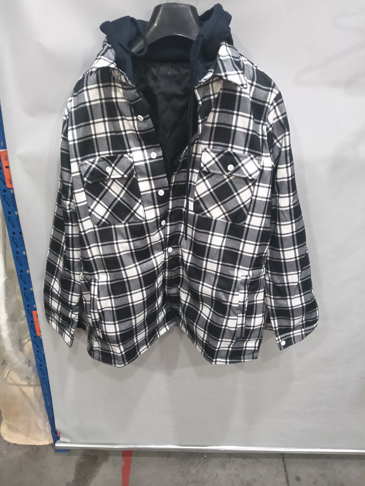 Men's Plaid Hooded Coat Winter Warm Button Zip-up Jacket Fashion Casual Thick Padded Long Sleeves Outerwear Clothing by DERILUJA LLC