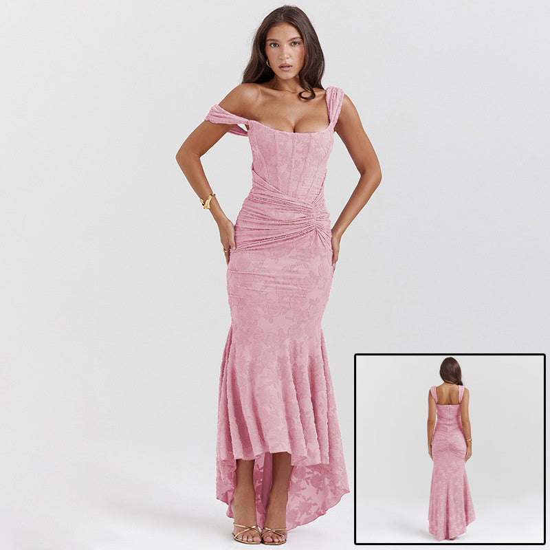 Mozision Off-shoulder Backless Sexy Evening Dress For Women Purple Sleeveless Strapless Ruched Bodycon Club Party Dress by My Store