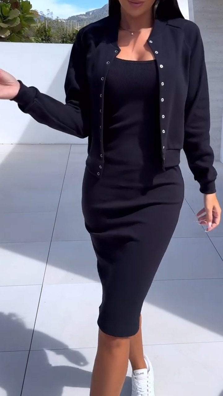 Suspender Skirt Coat Top Two-piece Women's Clothing by My Store
