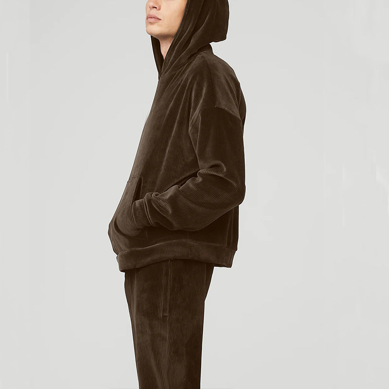 Men's Fashion Casual Plush Sweater Pants Suit by DERILUJA LLC
