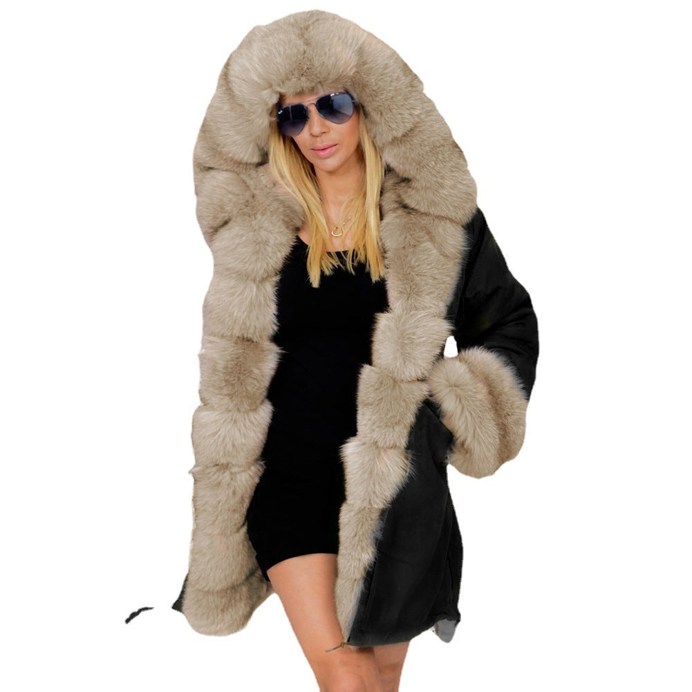 Cotton-padded Jacket Fur Collar Coat Hooded by DERILUJA LLC