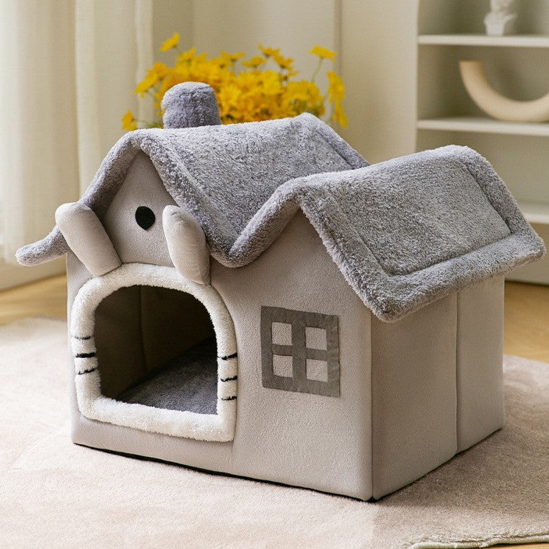 Foldable Dog House Pet Cat Bed Winter Dog Villa Sleep Kennel Removable Nest Warm Enclosed Cave Sofa Pets Supplies by Badon Shop LLC