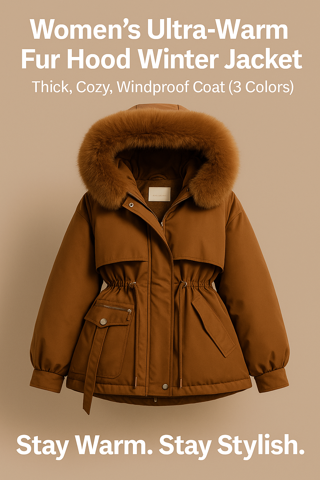 New Women's Cotton-Padded Plush Warm Coat 2024 Autumn Winter Parkas Coat Women's Long Sleeve Zipper Hooded Drawstring Parkas by My Store