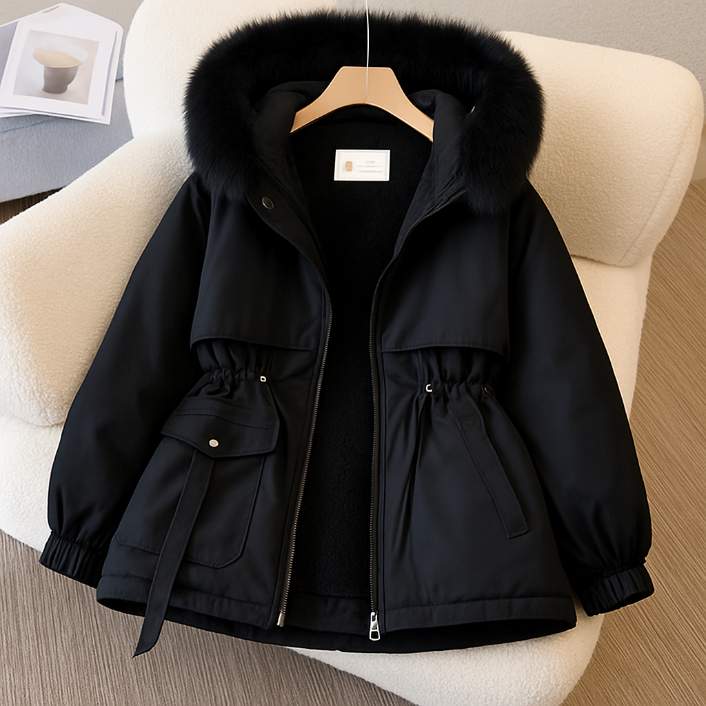 New Women's Cotton-Padded Plush Warm Coat 2024 Autumn Winter Parkas Coat Women's Long Sleeve Zipper Hooded Drawstring Parkas by My Store