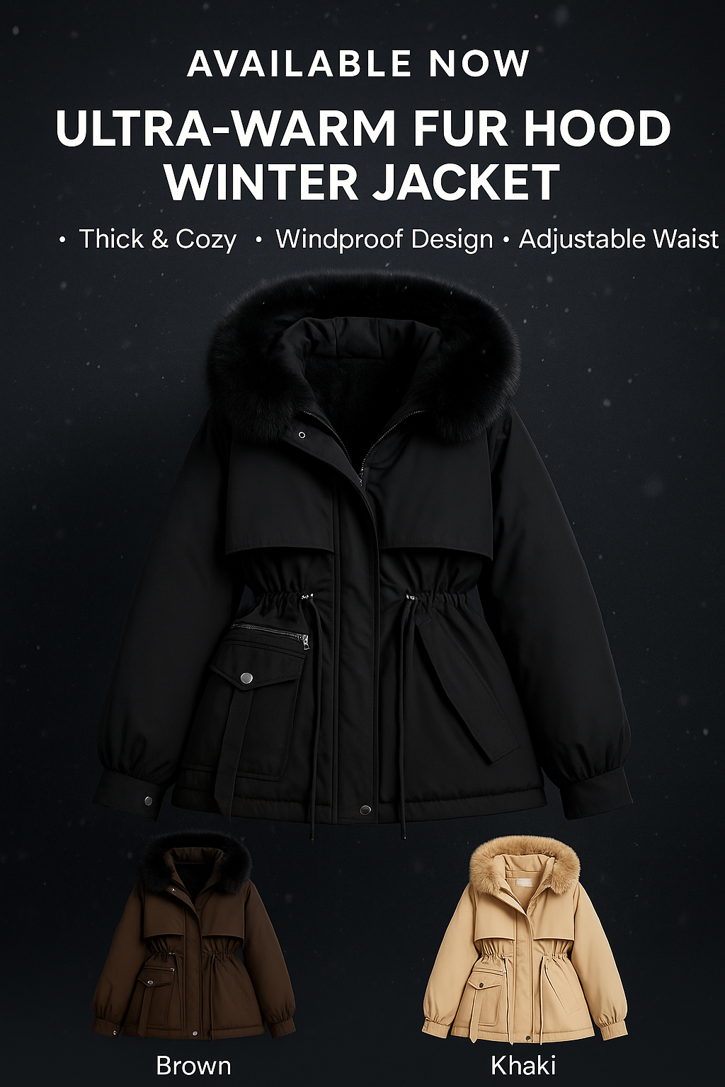 New Women's Cotton-Padded Plush Warm Coat 2024 Autumn Winter Parkas Coat Women's Long Sleeve Zipper Hooded Drawstring Parkas by My Store