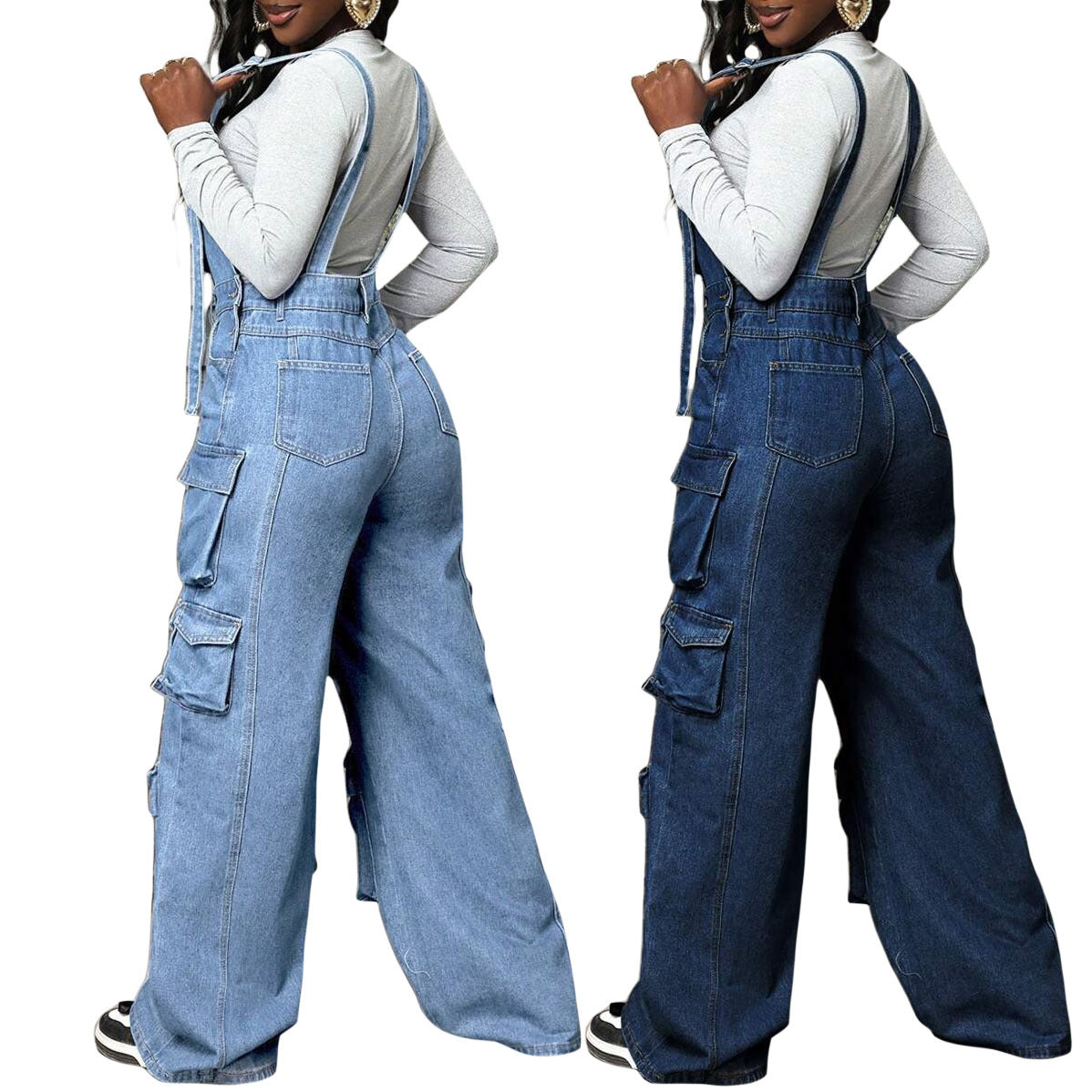 Wide leg denim loose overalls by eprolo