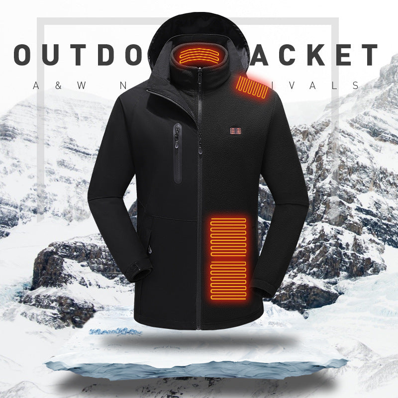 Thermal assault jacket, 3-in-1 cotton jacket with hood, men's warm cotton jacket, outdoor carbon fiber heating jacket by eprolo