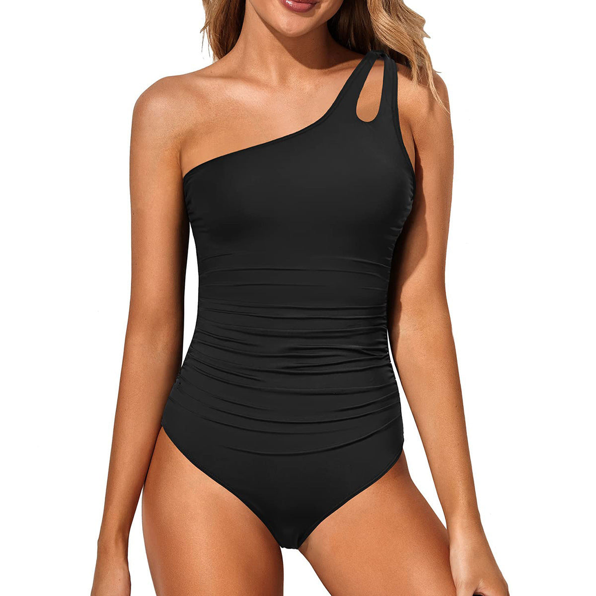 One-Piece Swimsuit for Women with Asymmetrical Shoulder Cutout Design for Hot Spring Wear by eprolo