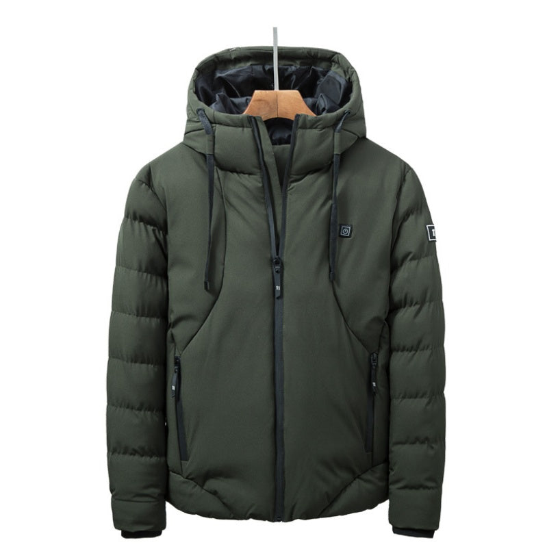 New Men Women Cotton Coat USB Smart Electric Heated Jackets Winter Thicken Down Hooded Outdoor Hiking Ski Clothing 7XL by DERILUJA LLC