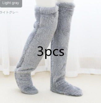 Over Knee High Fuzzy Long Socks Winter Warm Cold Leg Knee Joint Cold-proof Stockings Home Floor Sleeping Socks by My Store