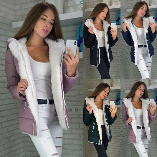 Fleece-lined Cardigan Hooded Coat Cotton-padded Jacket by My Store