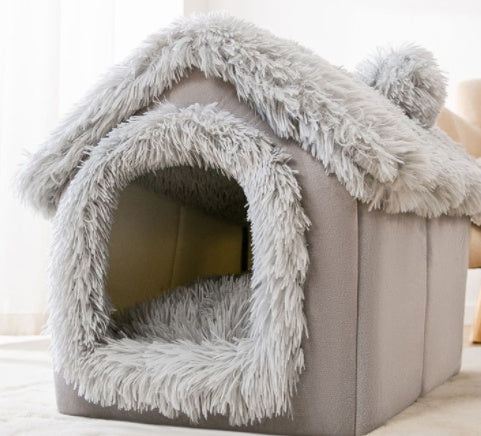 Foldable Dog House Pet Cat Bed Winter Dog Villa Sleep Kennel Removable Nest Warm Enclosed Cave Sofa Pets Supplies by Badon Shop LLC