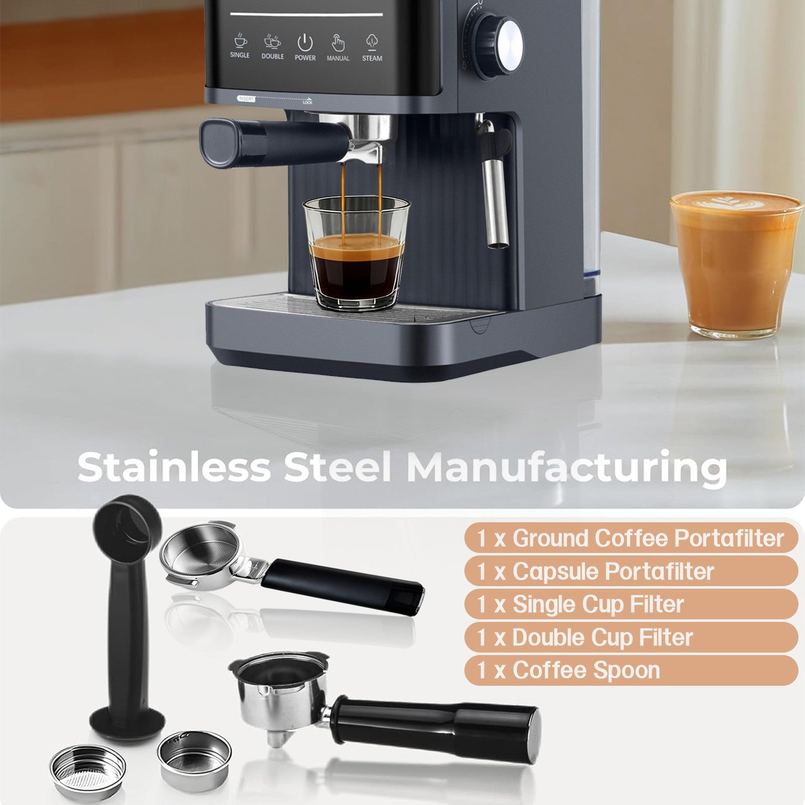 Electrical Coffee Maker Smart Coffee Machine Milk Frother Espresso Cappuccino by DERILUJA LLC